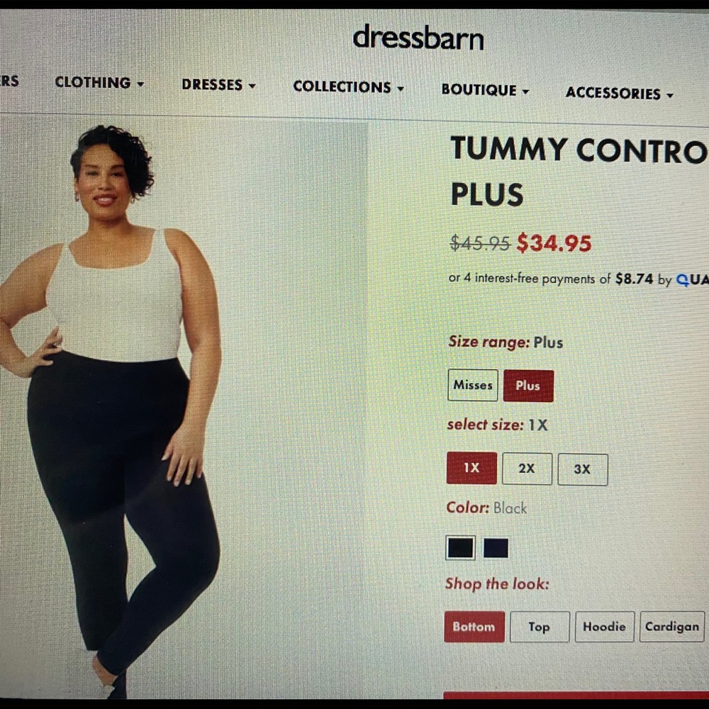 BNWT Dressbarn tummy control leggings black 1X